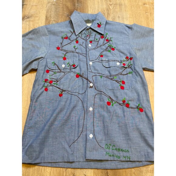 Vintage JC Penney Big Mac Cotton Chambray Sewn Button Up Shirt Art Deco Cottagec - Picture 3 of 11